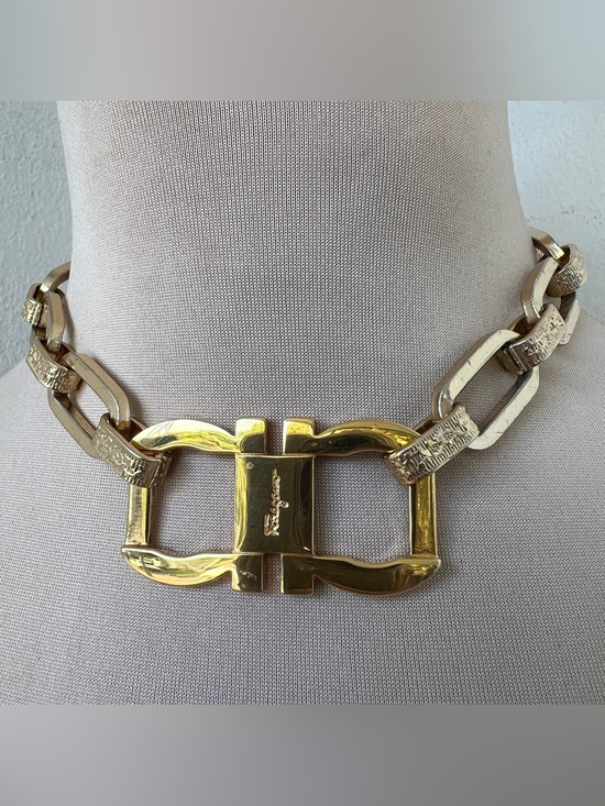 Salvatore Ferragamo Jewelry - Custom Salvatore Ferragamo Vintage Gold Statement Choker Necklace 15”